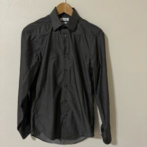 Calvin Klein Performance Non-Iron Slim Fit Dress Shirt Gray Office 14.5-32/33